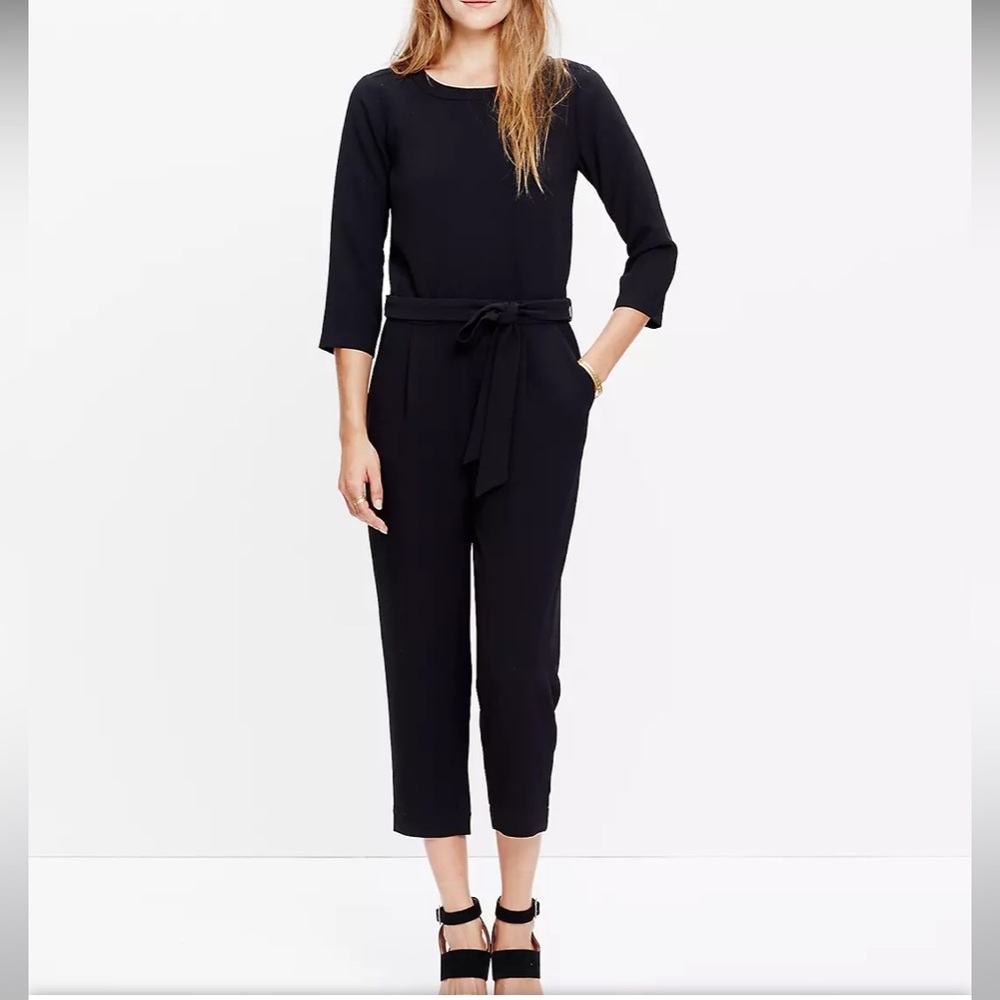 2/$40 Madwell Sloan Jumpsuit black textural crepe size 2